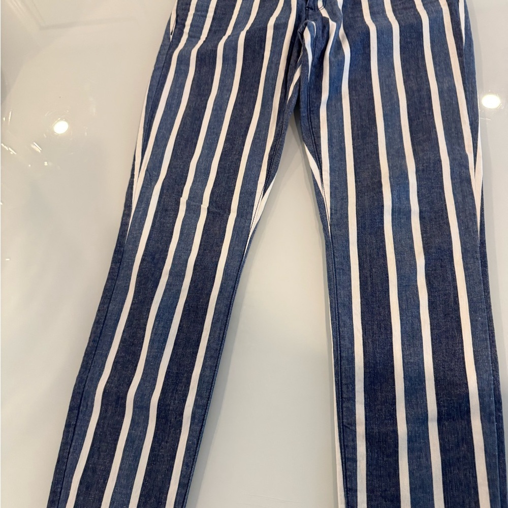 Juicy Couture Denim and Cream Striped Fabric